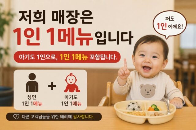 2歳児にも「1人1メニュー」を求めた韓国食堂、子連れ客への対応に賛否が割れる